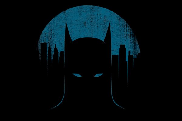 Batman-Silhouette auf dem Mond und Gotham