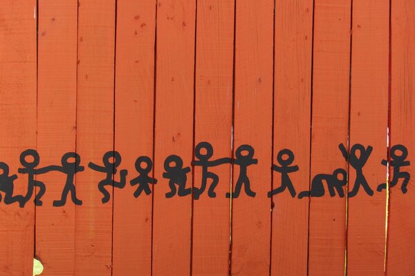 Drawing dancing men on the fence