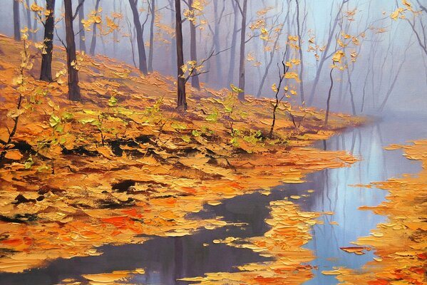 Reflektierende Wasseroberfläche in der Natur