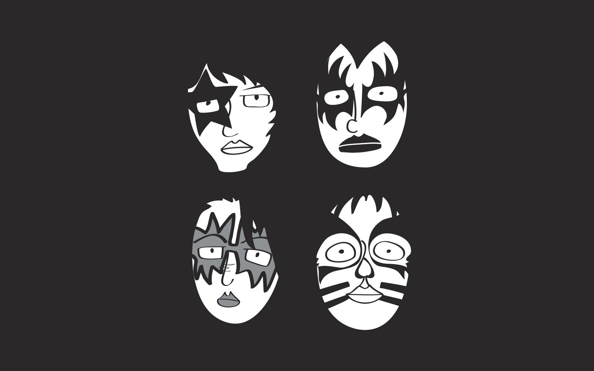 kuss minimalismus kiss rock band masken glam