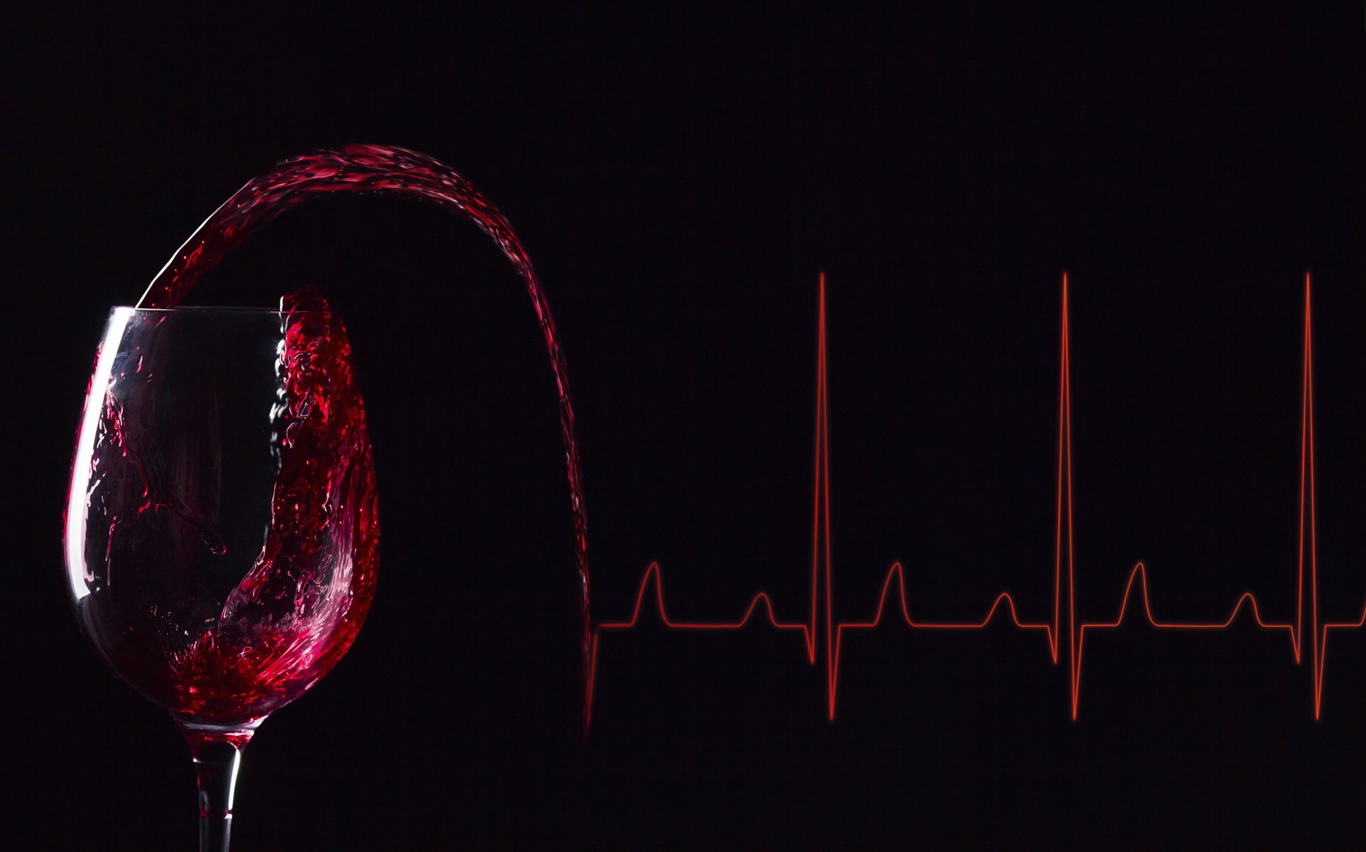 ekg linien glas wein wein