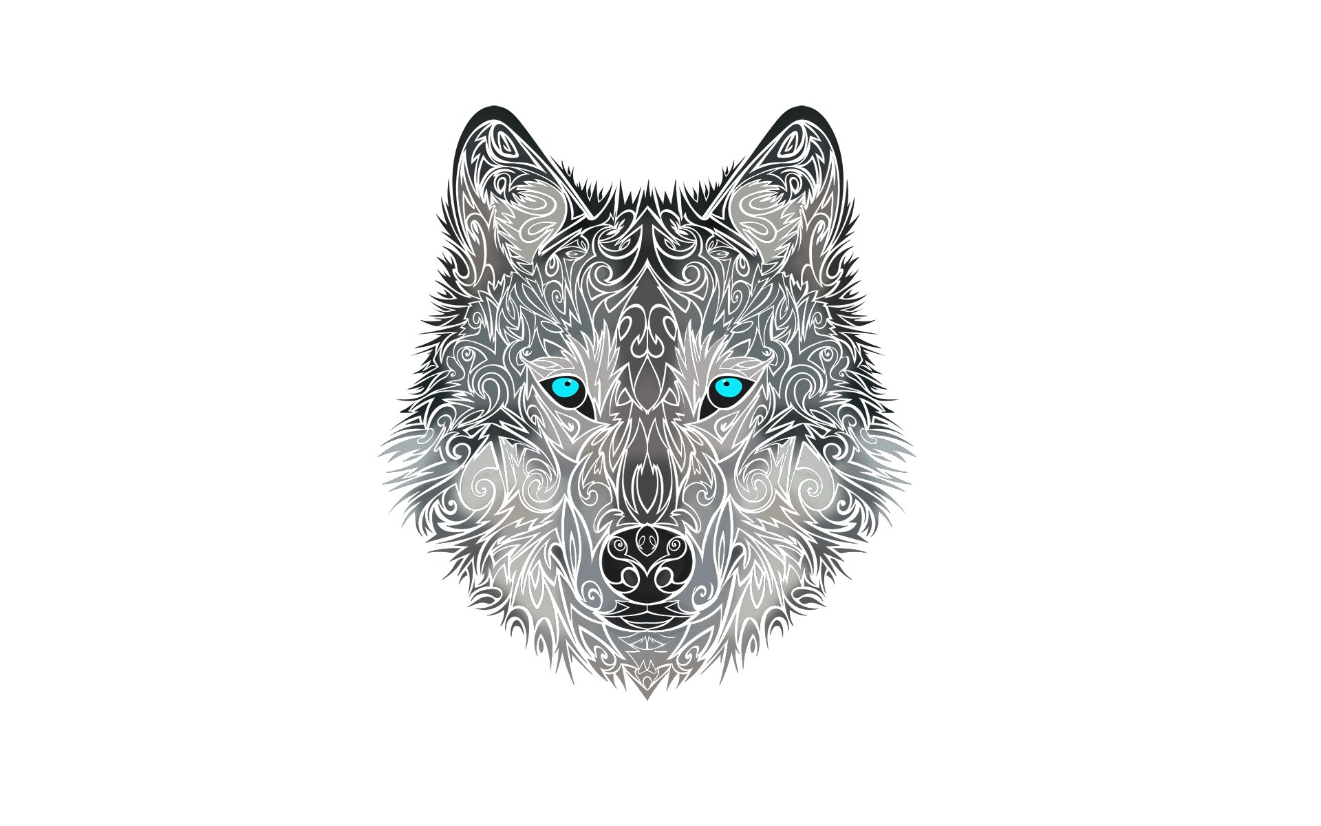 wolf head face dog style