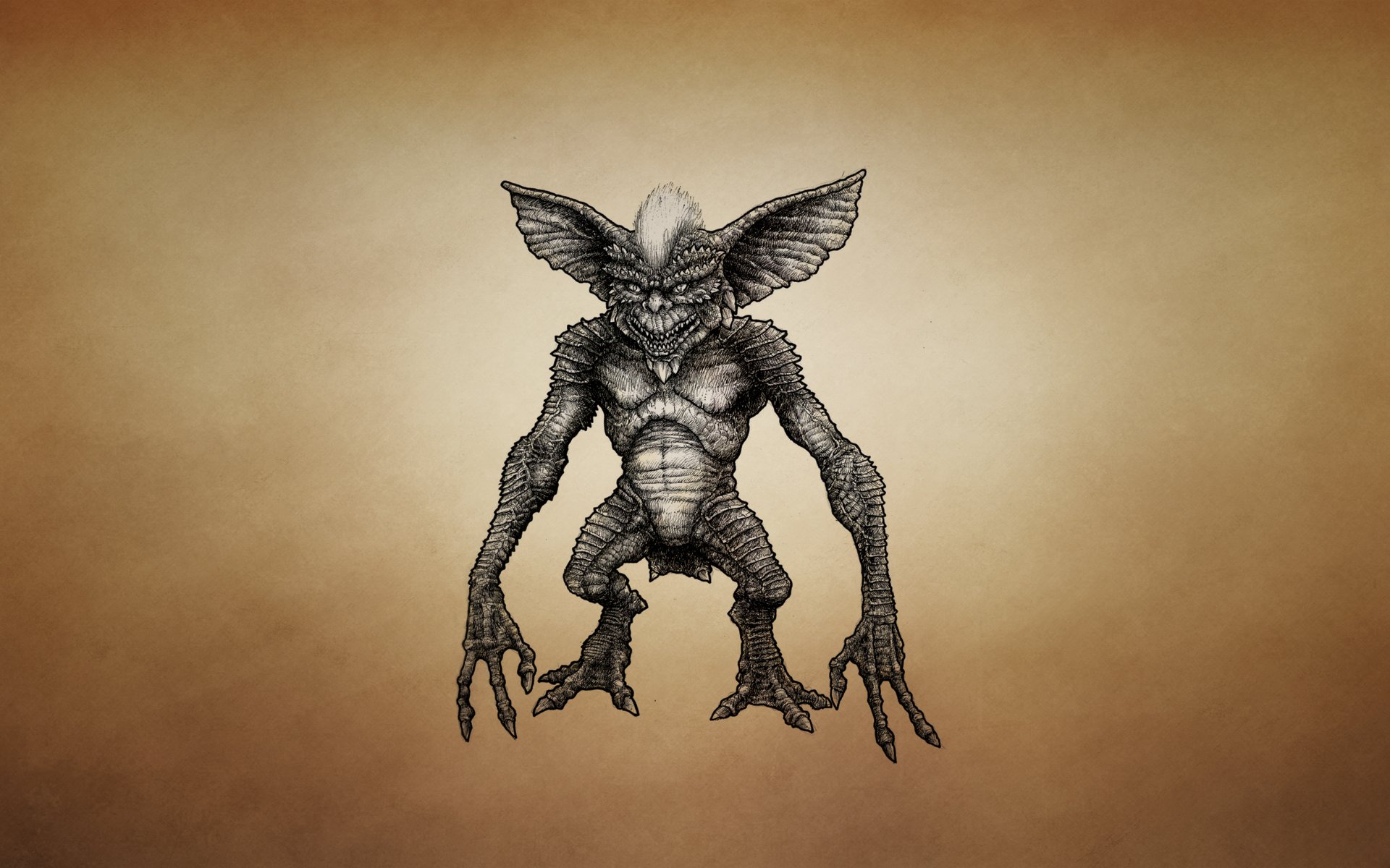 gremlins creatura mitica sfondo scuro mohawk dai denti dalle orecchie