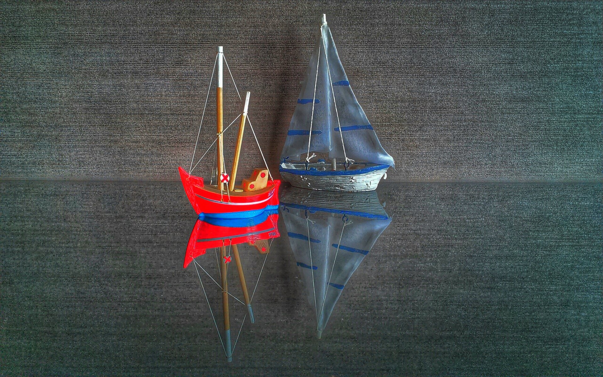 boat model reflection sail canva