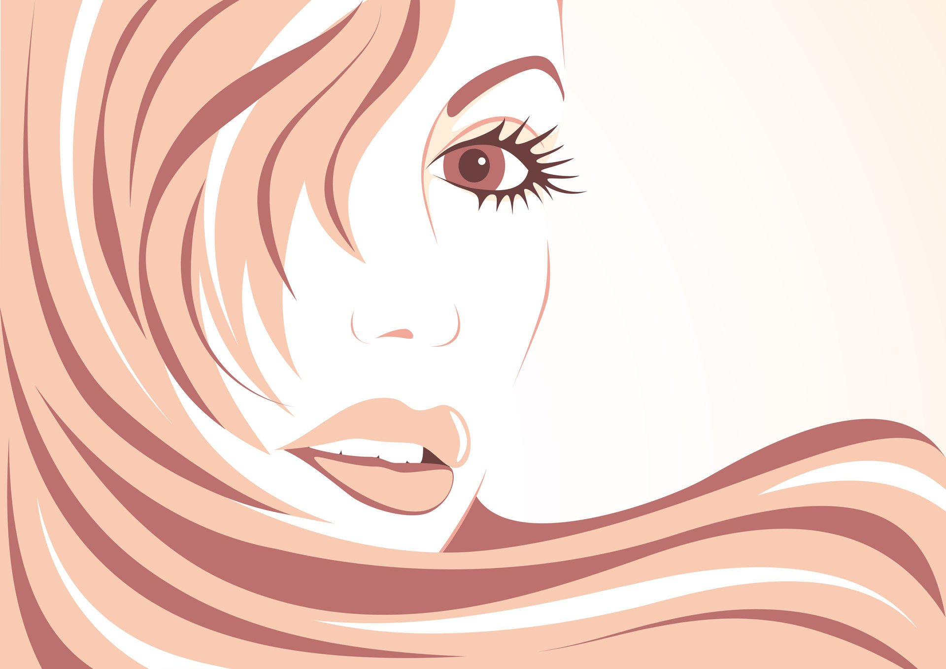 chica cara vector pestañas mirada cabello