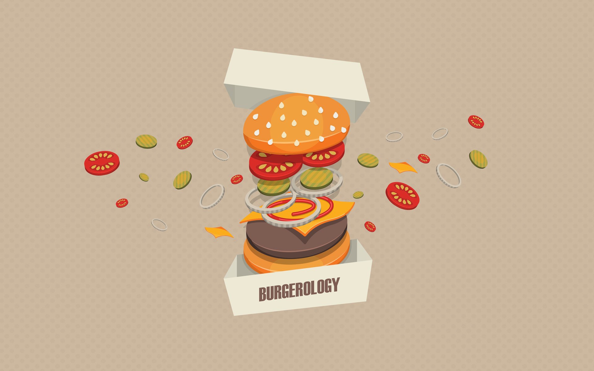 burgerology burger mięso warzywa pudełko tło