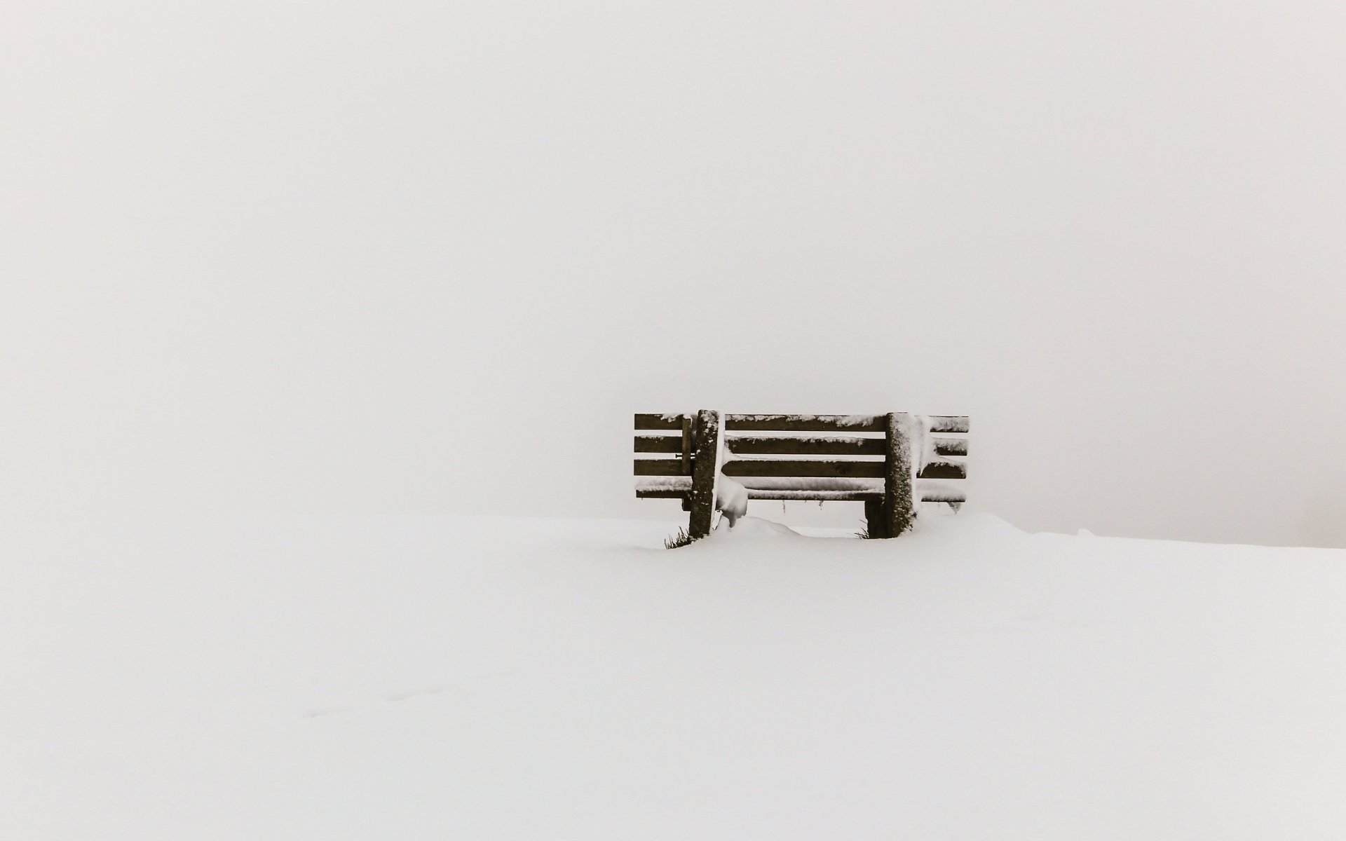 bench snow minimalism