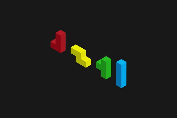 Multi-colored figures of the Tetris game