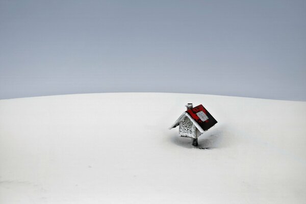 Fabulosa casa decorativa en medio de la nieve blanca