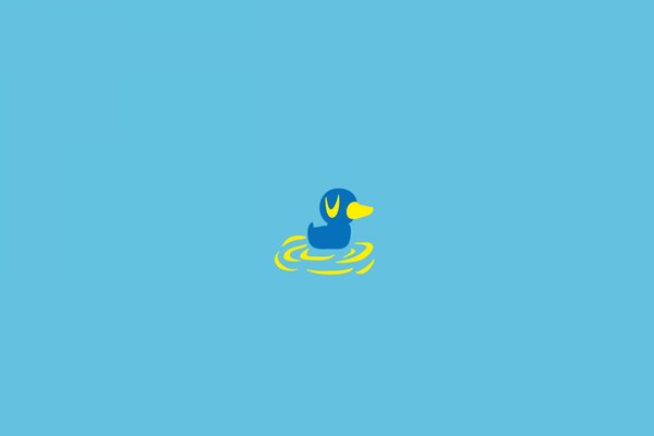 Patito azul sobre fondo azul