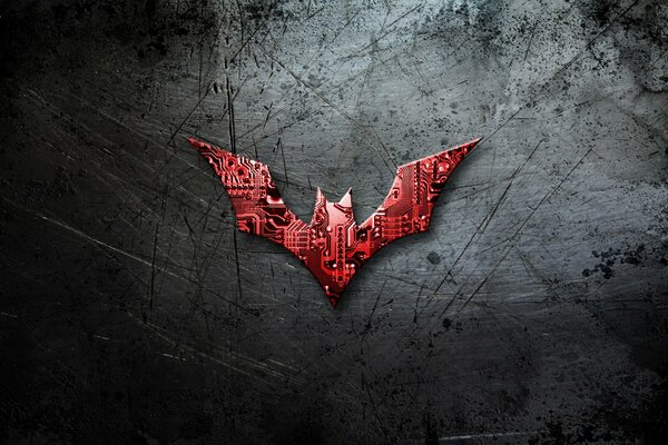 Rotes Batman-Logo auf schwarzem Hintergrund