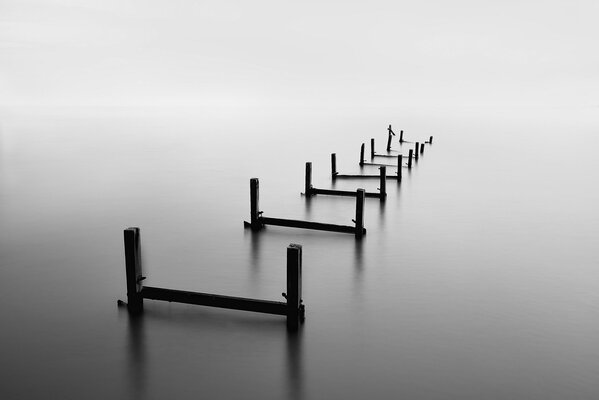 Pier on Infinity Lake background