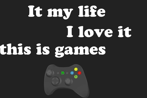 Game console and text on a black background