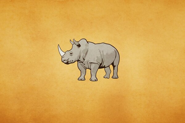 Rhinoceros on a light background. Drawing