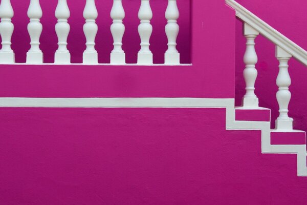 Pink wall with stairs