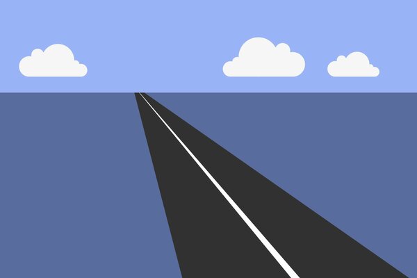 Drawing of an asphalt road to the horizon