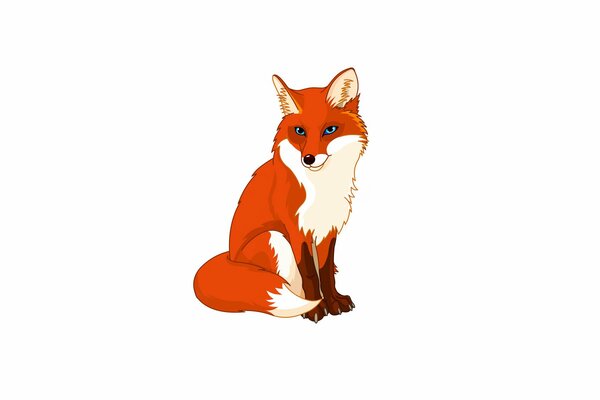 Clipart: a red fox with blue eyes on a white background