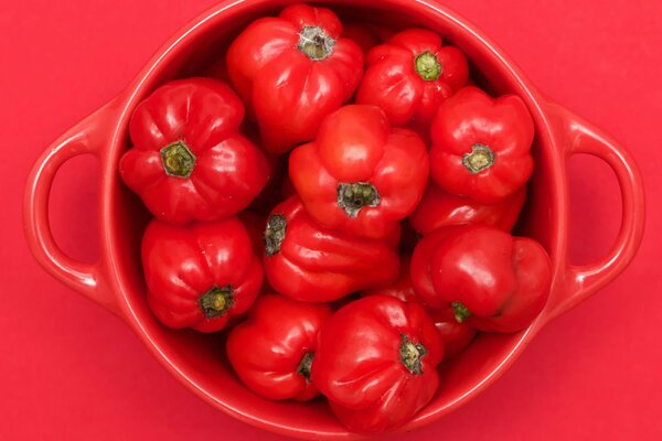 A saucepan of juicy red pepper