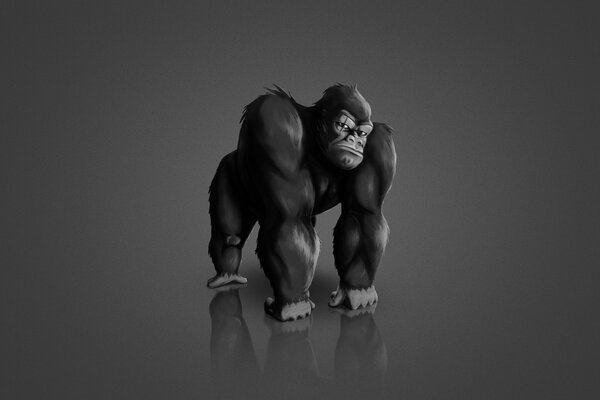 Animal gorilla on a dark background