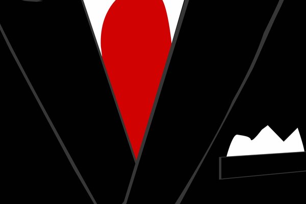 Black suit tie red handkerchief white