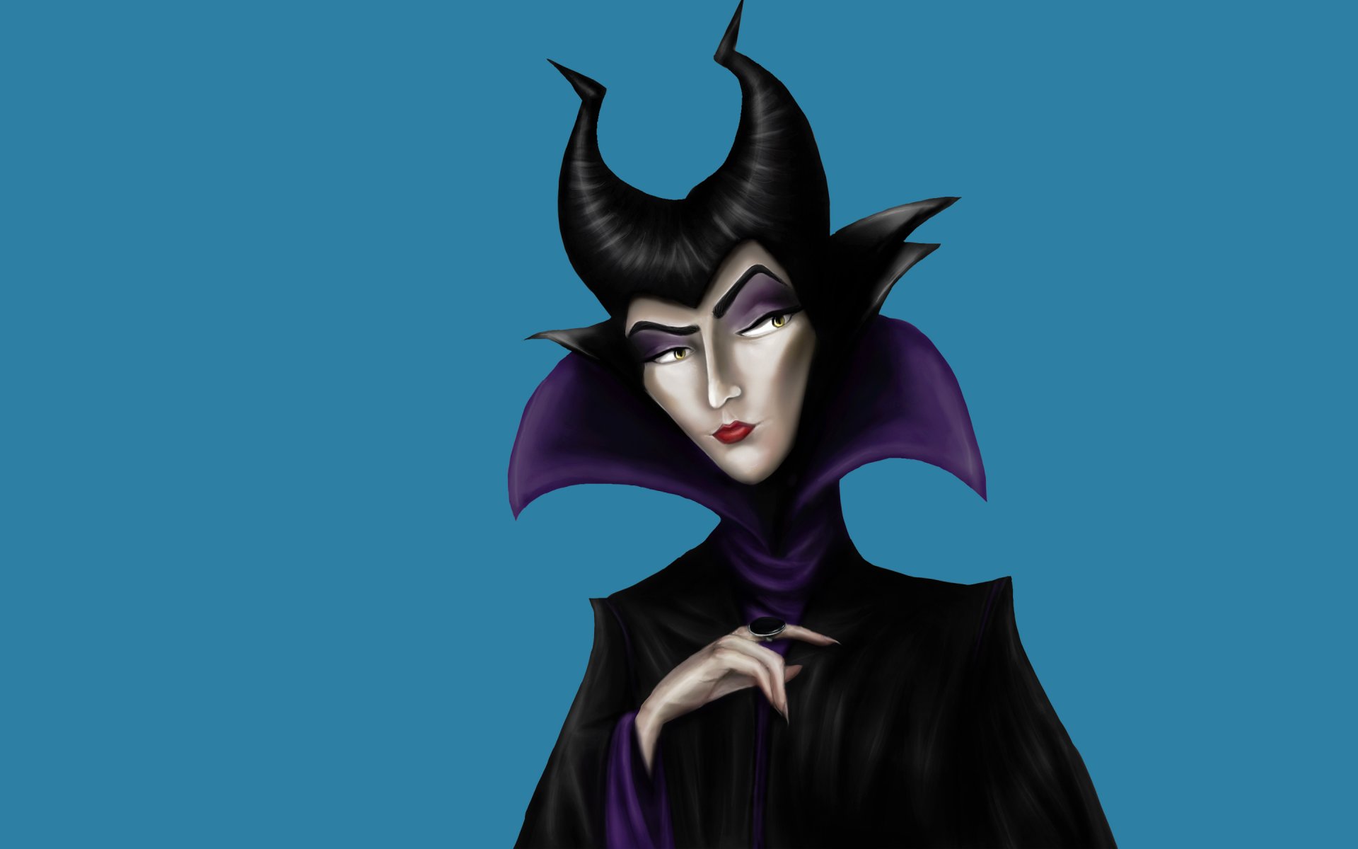 малефисента maleficent девушка минимализм синий фон