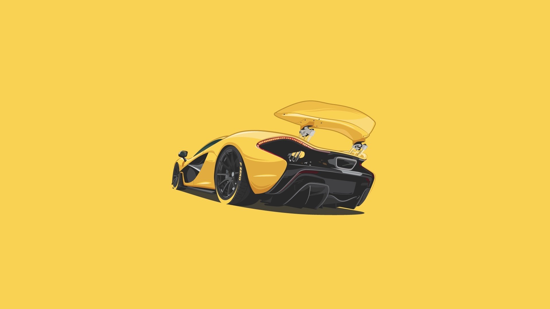 mclaren p1 supersamochód tył żółty minimalistyczny