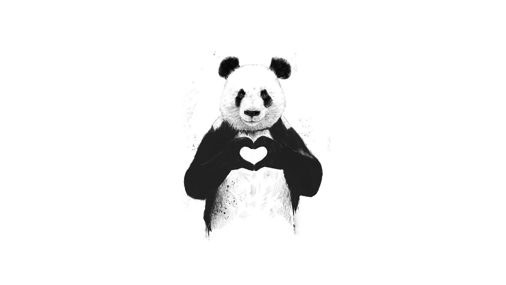 panda amour coeur animal milota minimalisme