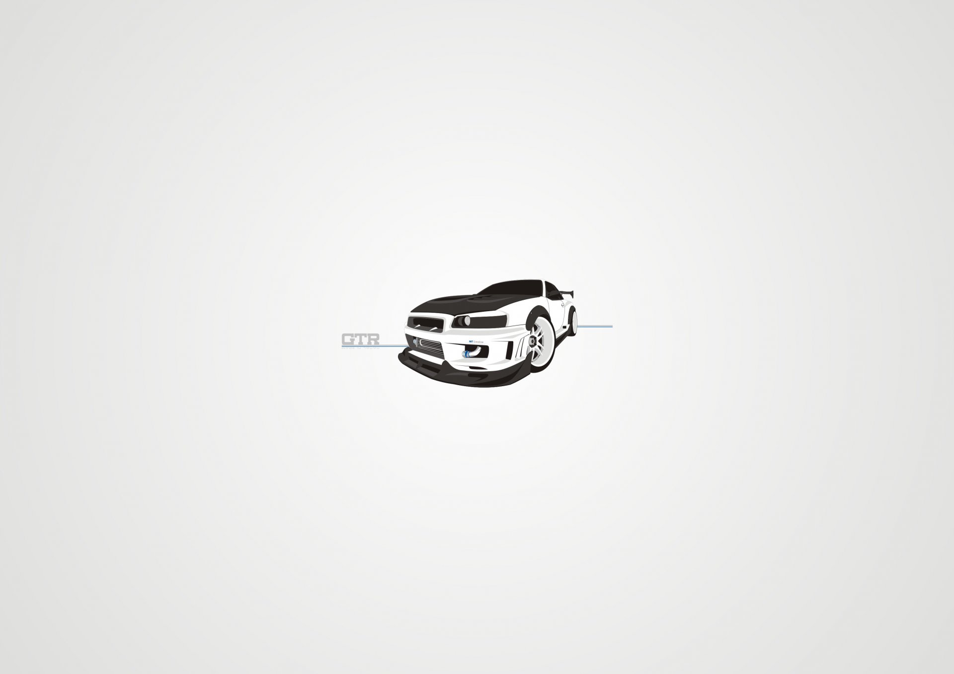 nissan gtr white vector art style