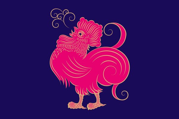 Coq rouge sur fond violet