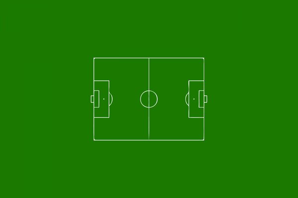 The image of a football field on a green background in the style of minimalism