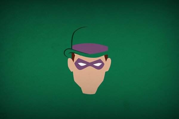 Riddler in a hat on a green background