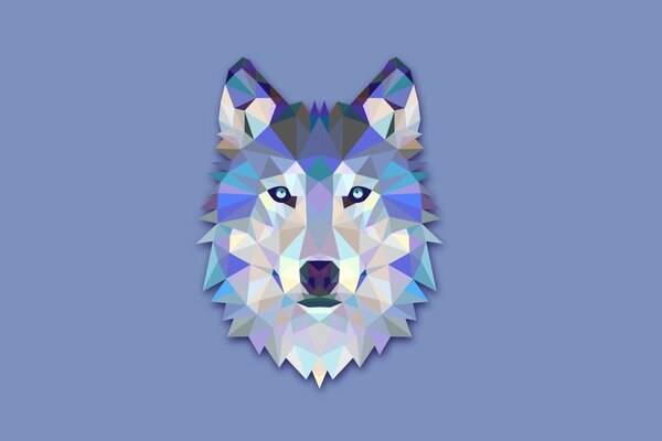 Abstraction of a wolf s head on a light background