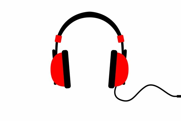 Red headphones on a white background