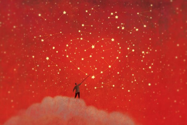 A man looks at the starry sky