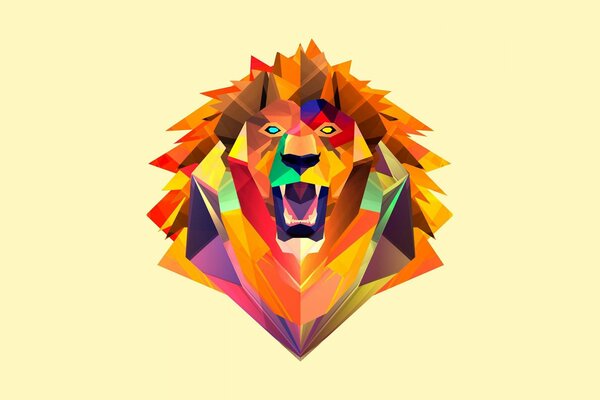 Image géométrique multicolore minimaliste d un Lion