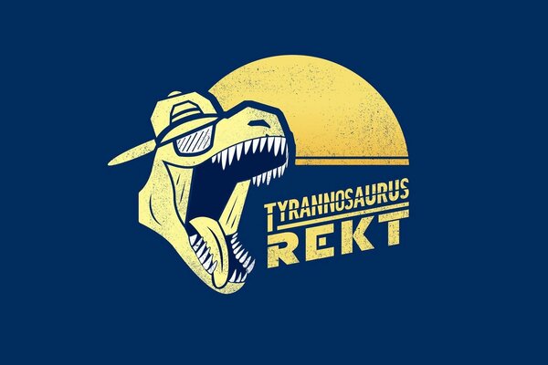 Tyrannosaurus-Logo mit Mütze und Brille