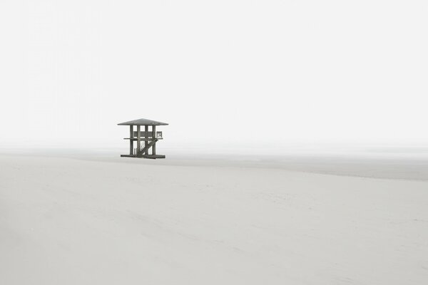 Protective house by the sea on the beach