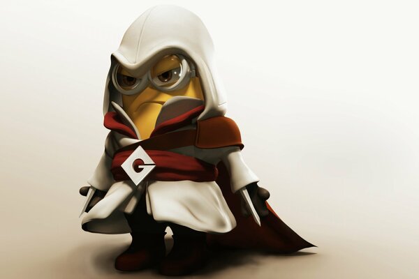 Minion in an assassin costume funny photo in the style of assassin s creed