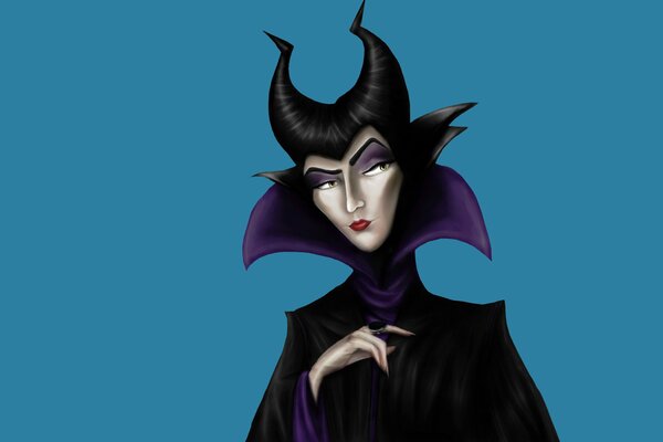 Arte sul personaggio di Malefica su sfondo blu