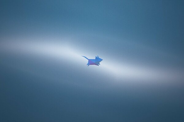 Blue fox on a blue background