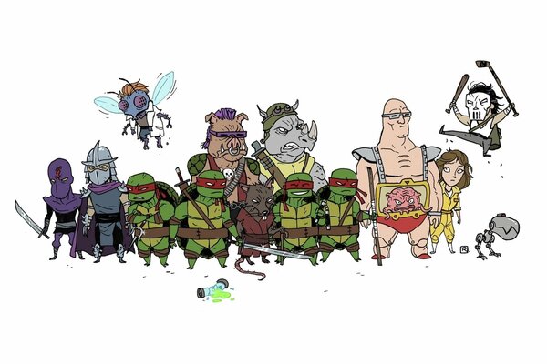 Die ganze Firma von Ninja Turtles Cartoon