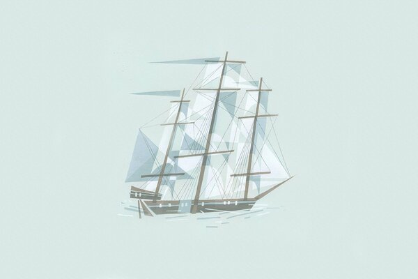 Minimalism. illustration of a ship in cubism