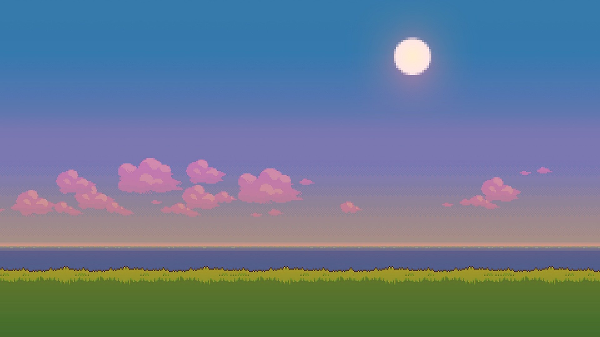 pixel abend gras sonne pixel landschaft sonnenuntergang