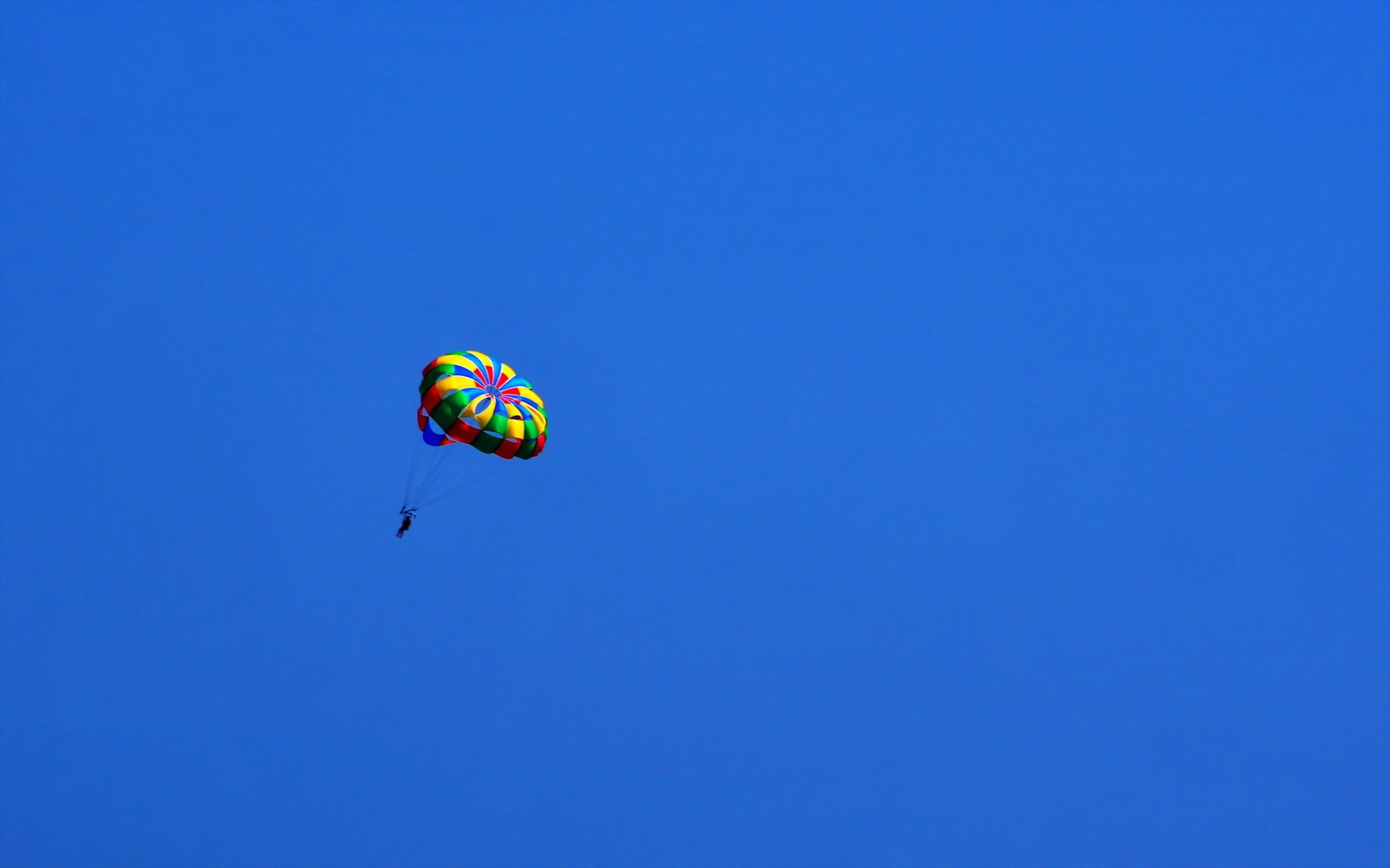 in blue minimalism sky sports parachutist