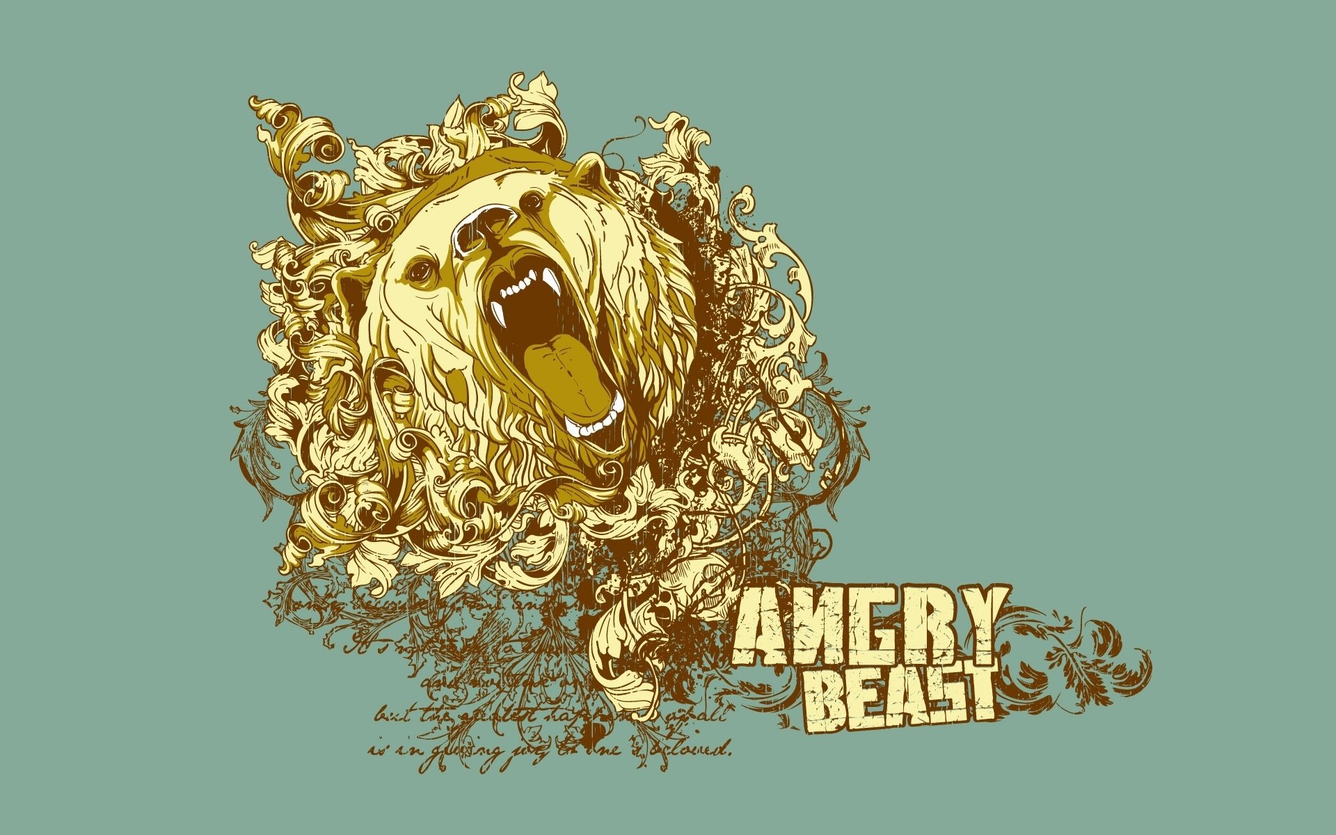 bear inscription minimalism angry beast fall