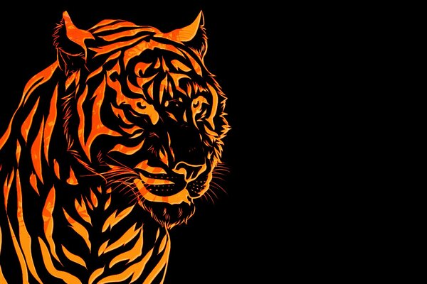 Tiger art with the coloring of fire stripes