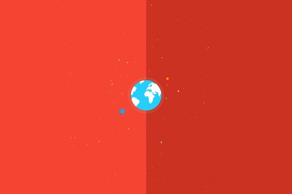 Planet earth with stars on a red background