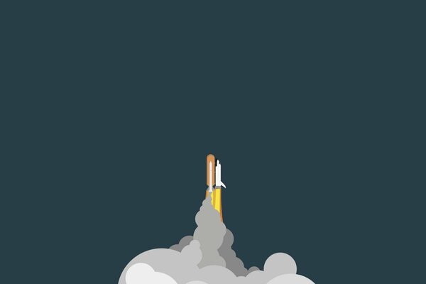 Vector image of the launching shuttle