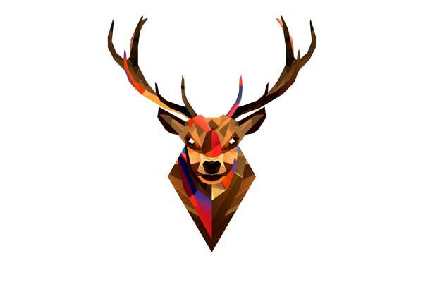 Colored deer in the style of abstraction