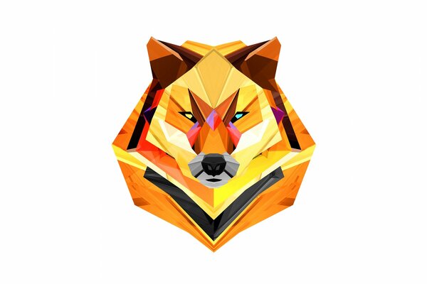 Yellow wolf in the style of abstraction